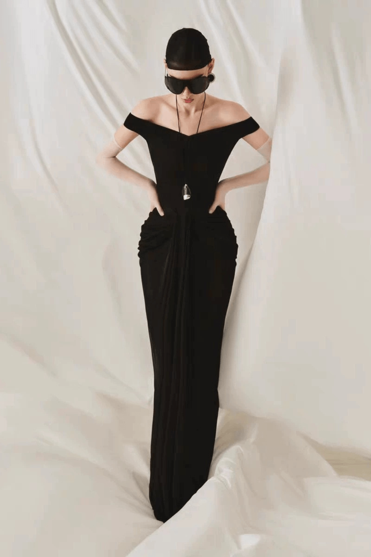 Ciara Elegant Ruched Off Shoulder Maxi Dress Avalabel