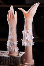 3D Pearl Flower Decor Sheer Tulle Long Gloves Avalabel
