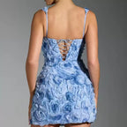 Floral Applique Square Neck Mini Dress Soraya
