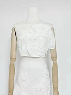 Nina Ruffled Strapless Top Floral Embroidered Mermaid Skirt Set - White Avalabel