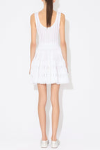 Ribbed Pointelle Knit Mini Dress in White Avalabel