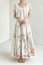 Lexi Ruffle Crop Top and Floral Skirt Two Piece Set Avalabel