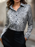 Modern Satin Printed Blouse with Classic Snake Pattern Elegance Avalabel