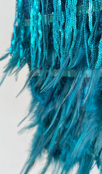 EMERALD TASSEL FEATHER MINI DRESS Avalabel
