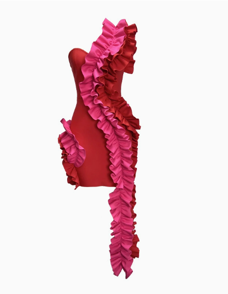 Keyla Ruffle Trim Bodycon Mini Dress Avalabel