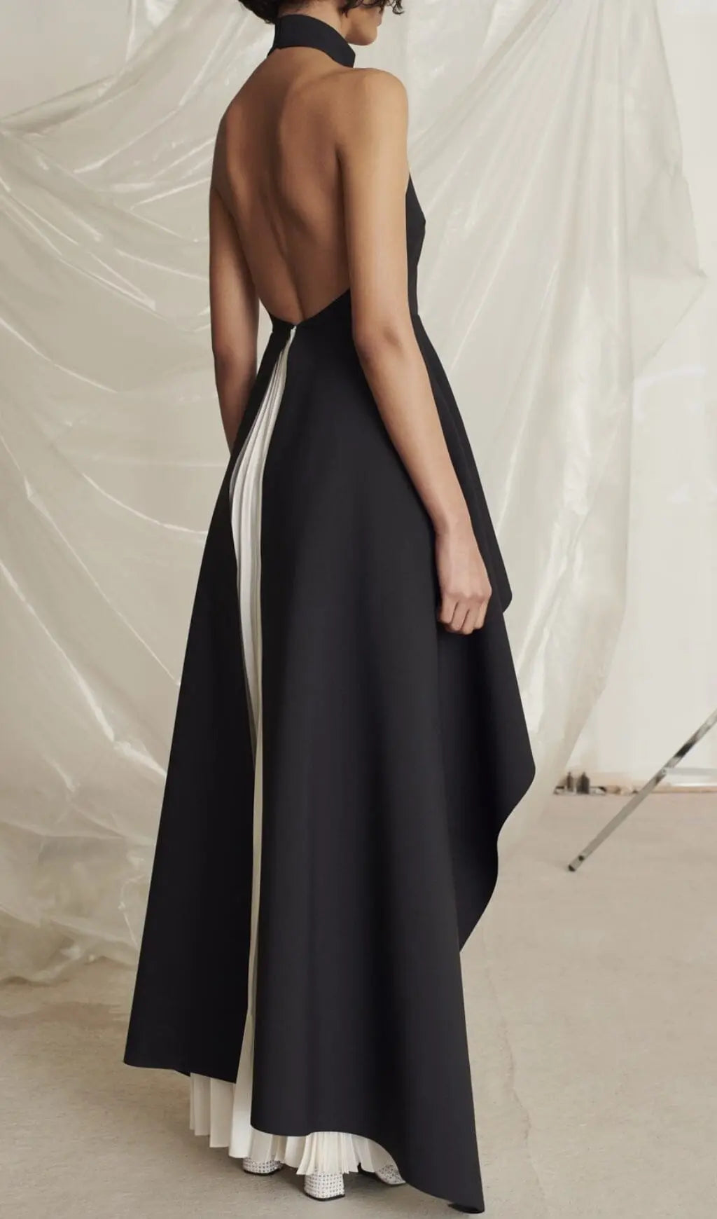 BANDAGE HIGH NECK PLEATED PEPLUM MAXI DRESS Avalabel
