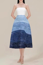 BLUE RIPPLE HALTER MIDI DRESS Avalabel