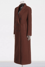 Karin Brown Double Breasted Long Wool Coat Avalabel