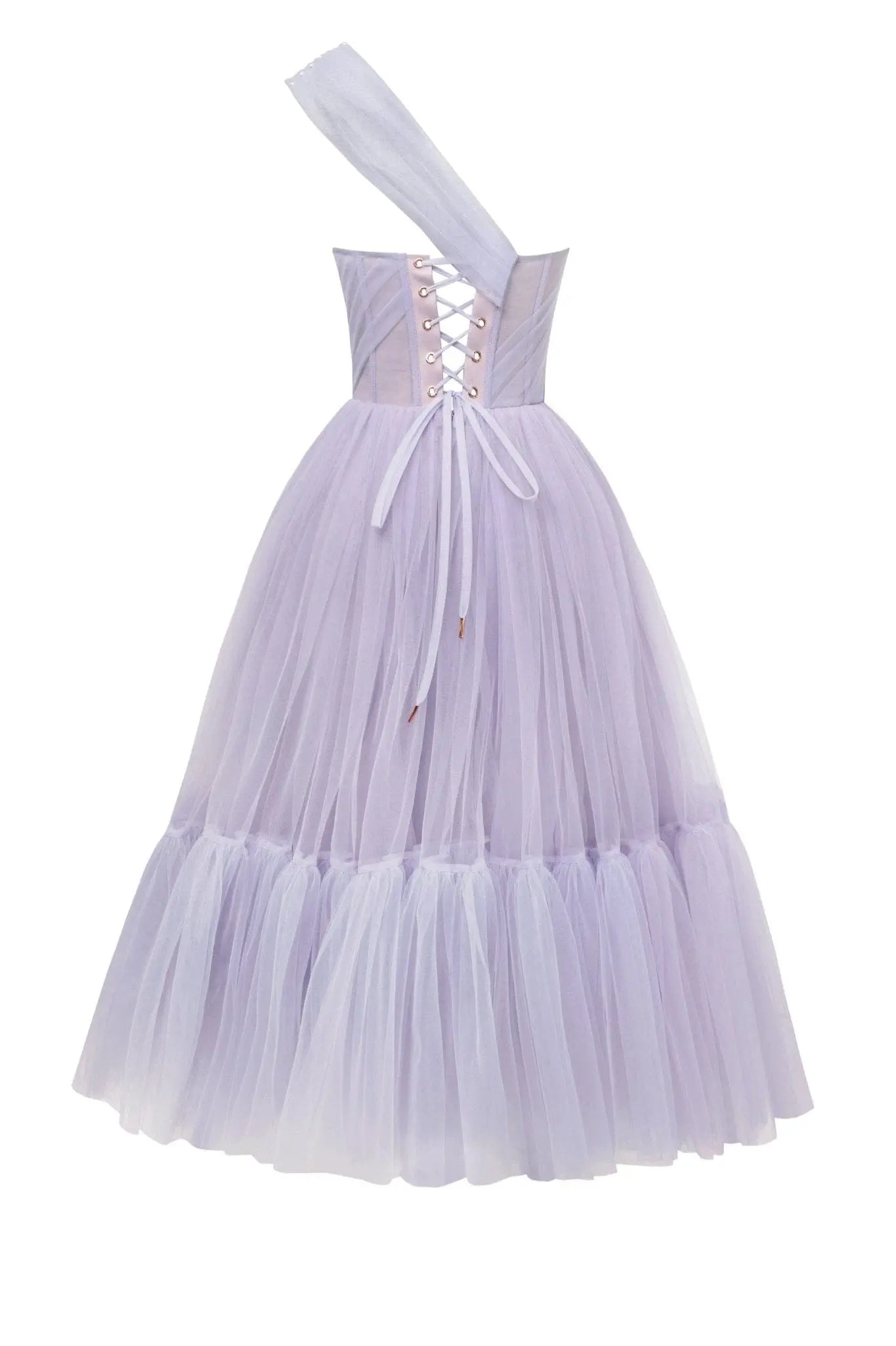 Lavender One-Shoulder Cocktail Tulle Dress Avalabel