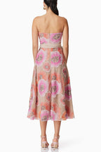 Strapless Flower Sequin Embellished Midi Dress Avalabel