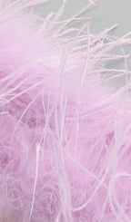 FEATHER SEQUIN MIDI DRESS IN PURPLE
