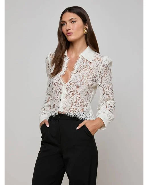 White 'Agence Anita Lace Blouse Top Avalabel