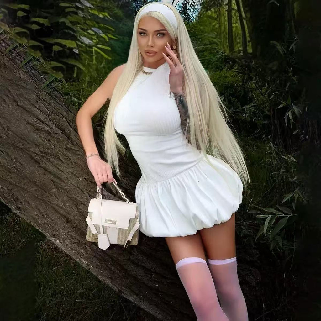 Backless Bubble Mini Dress Avalabel