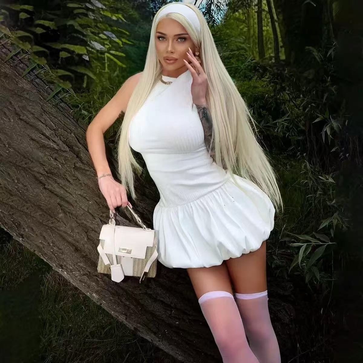 Backless Bubble Mini Dress Avalabel