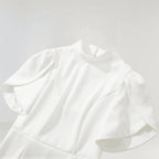 basia Petal Sleeve Cut Out Bow Mini Dress in white Avalabel