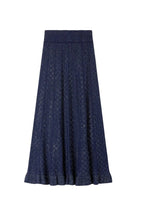 alexandra Rhinestone knit maxi skirt in navy blue Avalabel