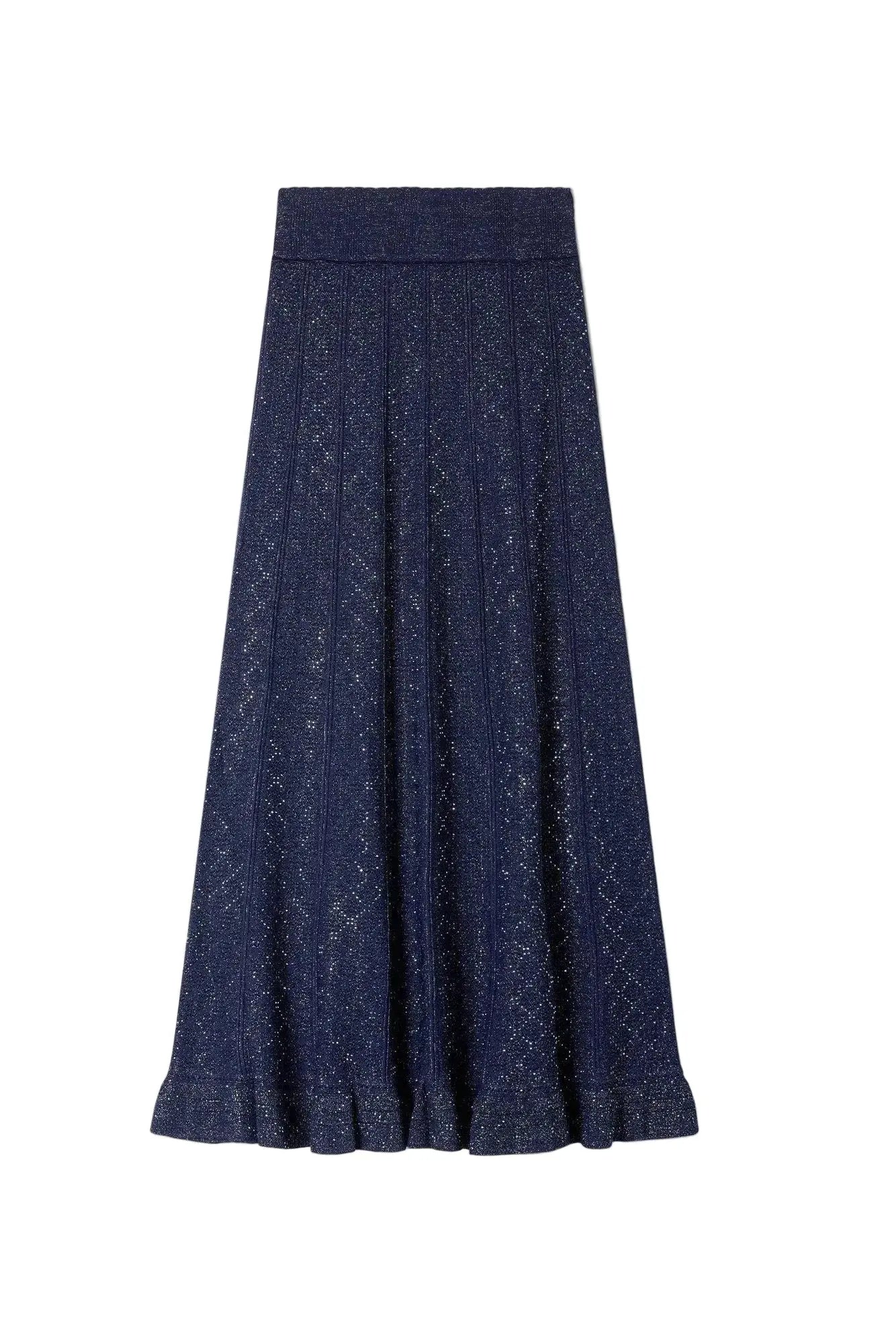 alexandra Rhinestone knit maxi skirt in navy blue Avalabel