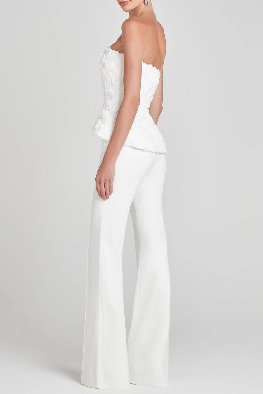 georgia 3d flower top pants set in white Avalabel