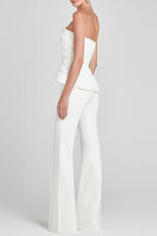 georgia 3d flower top pants set in white Avalabel