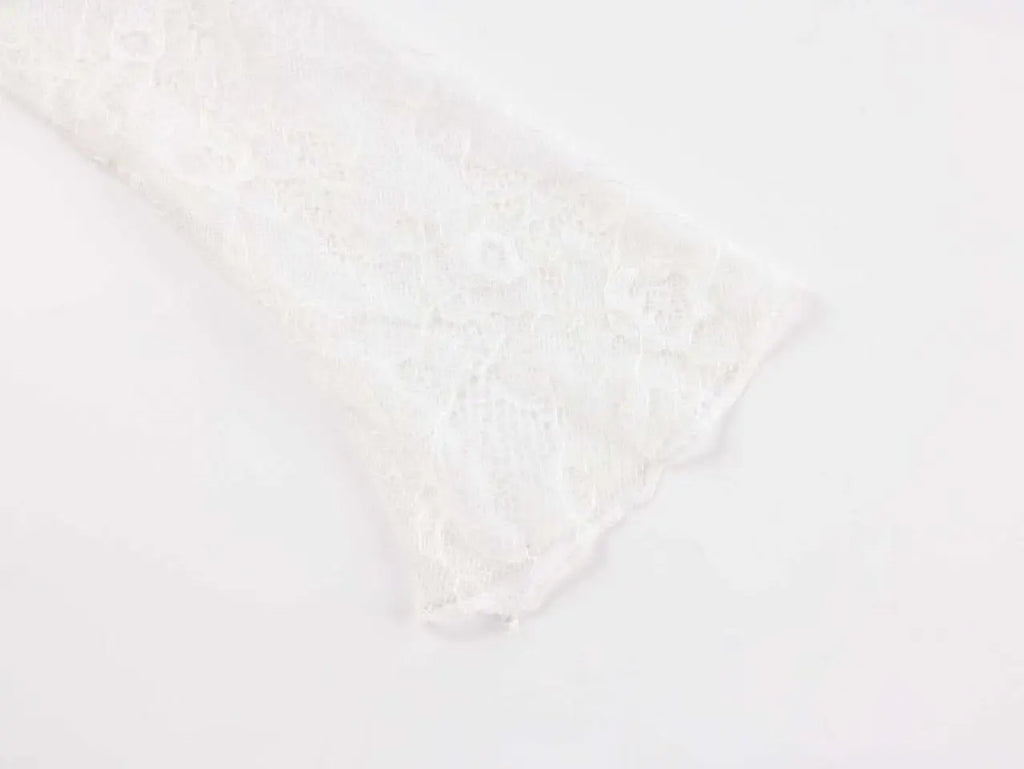 White lace strapless spliced knitted mini dress Avalabel