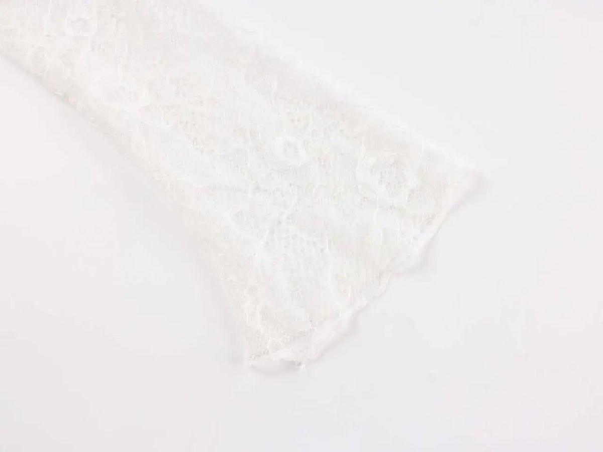 White lace strapless spliced knitted mini dress Avalabel