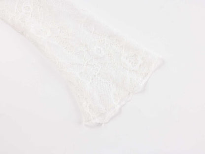 White lace strapless spliced knitted mini dress