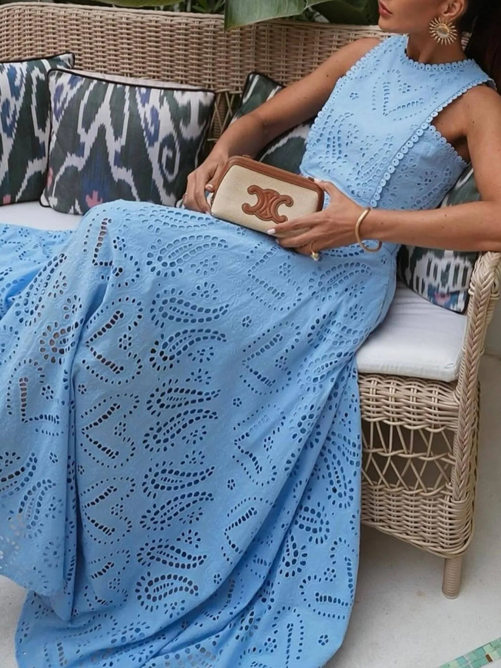 Eyelet Lace Top and Maxi Skirt Set Avalabel