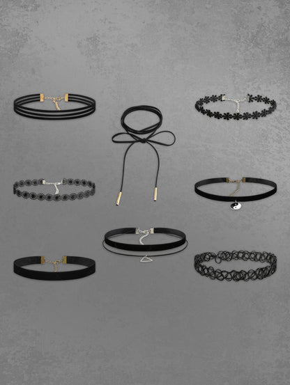 8 Pieces Choker Necklace Set Avalabel