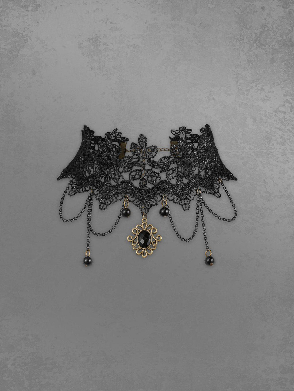 Gothic Vintage Chains Lace Pendant Choker Necklace Avalabel