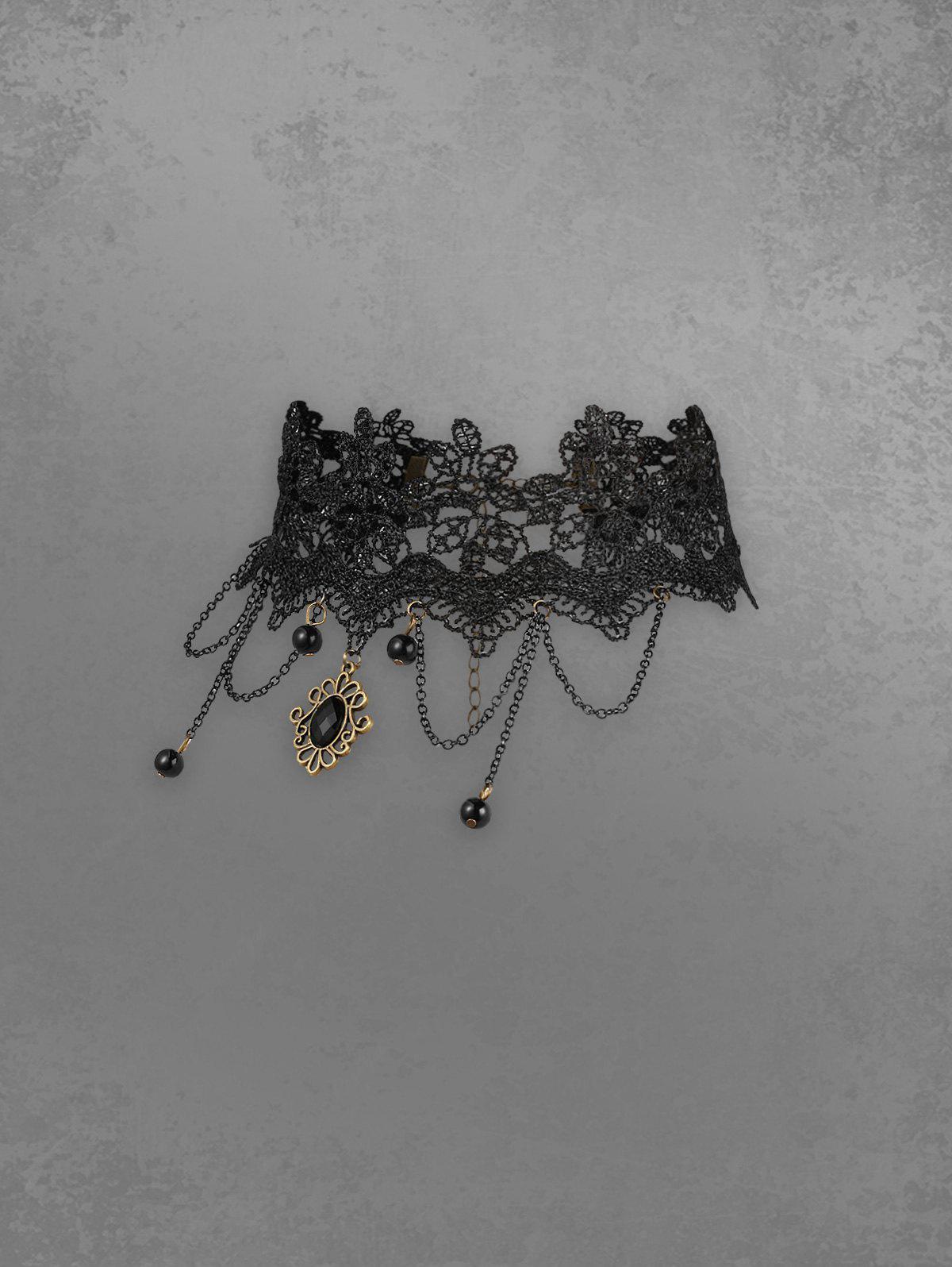 Gothic Vintage Chains Lace Pendant Choker Necklace Avalabel