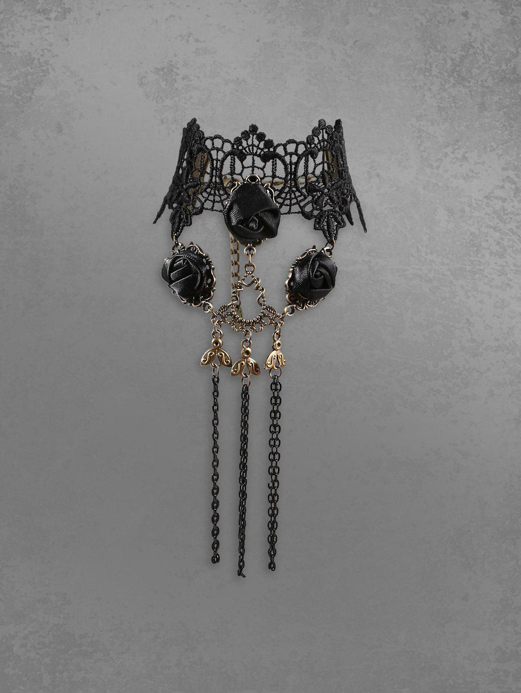 Gothic Vintage Lace Rose Chains Finger Ring Bracelet Avalabel