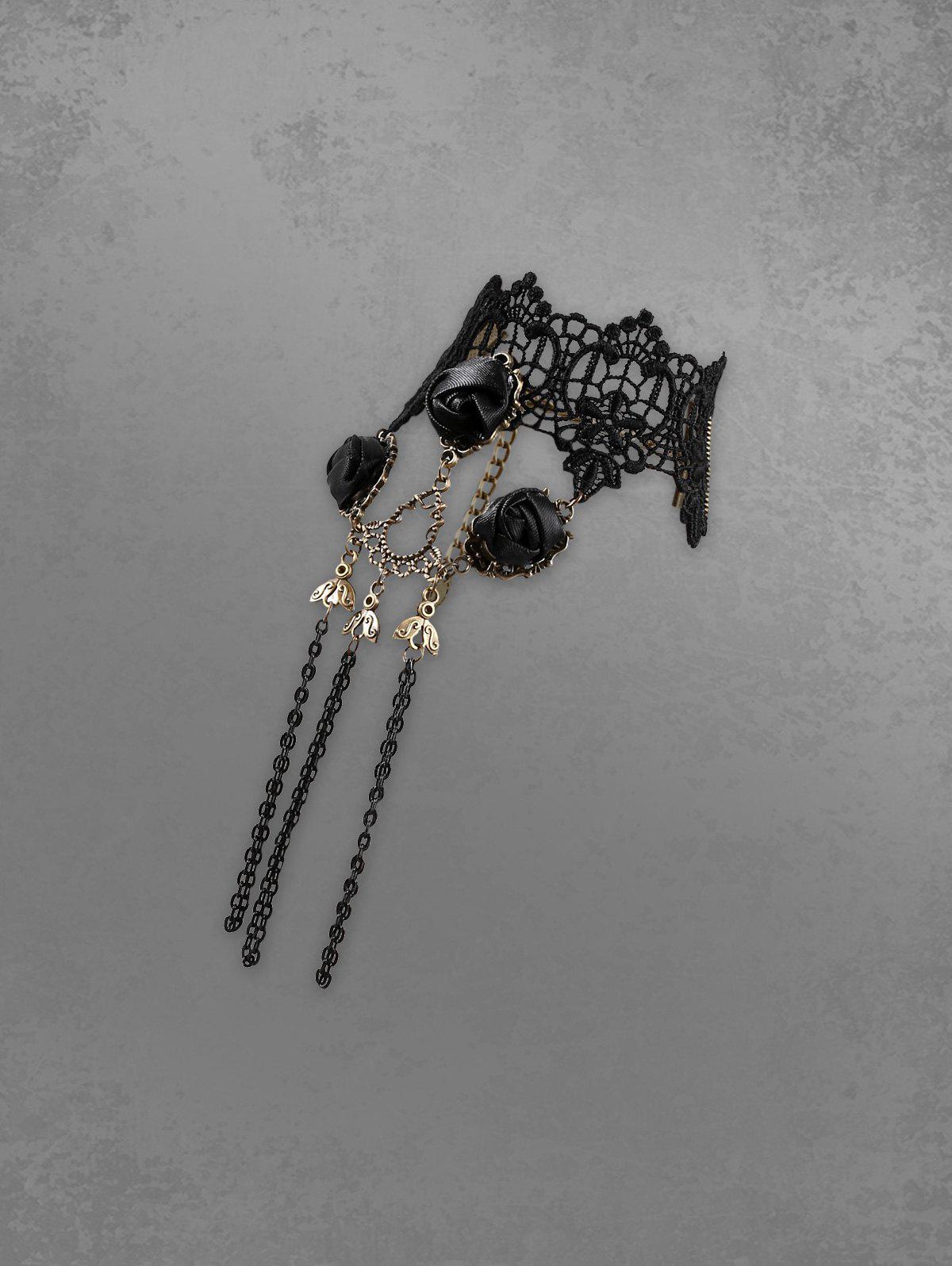 Gothic Vintage Lace Rose Chains Finger Ring Bracelet Avalabel