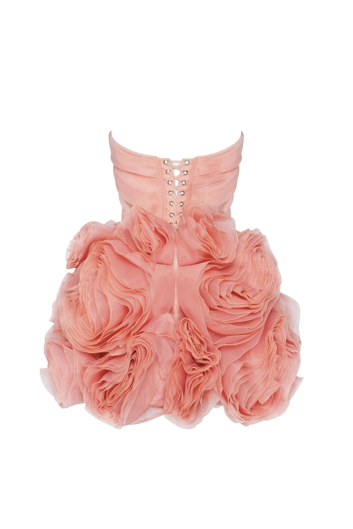 Georgia Appliquéd Organza Coral Mini Dress Avalabel