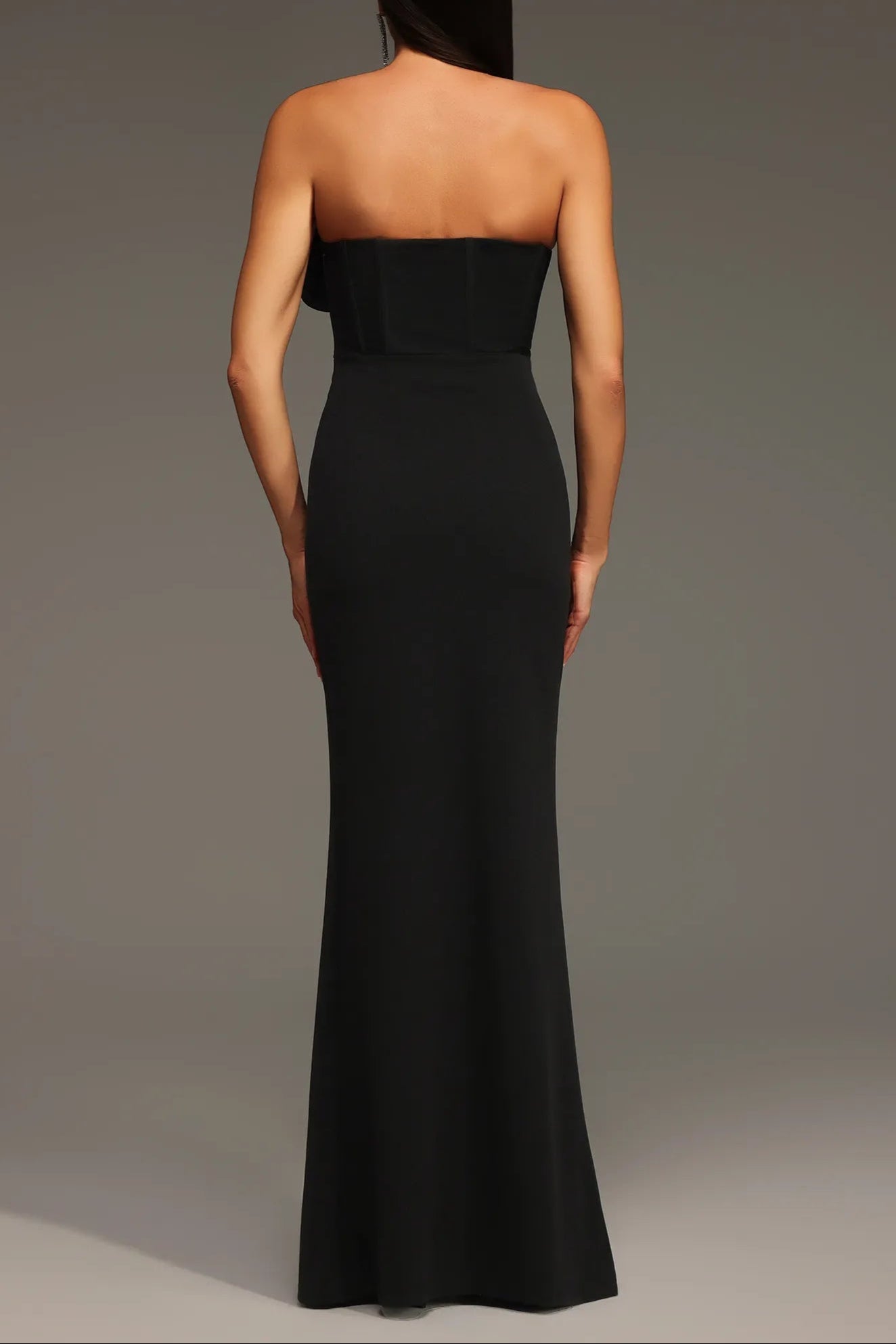 Black Heloise Flowers Slit Strapless Bandage Maxi Dress Avalabel