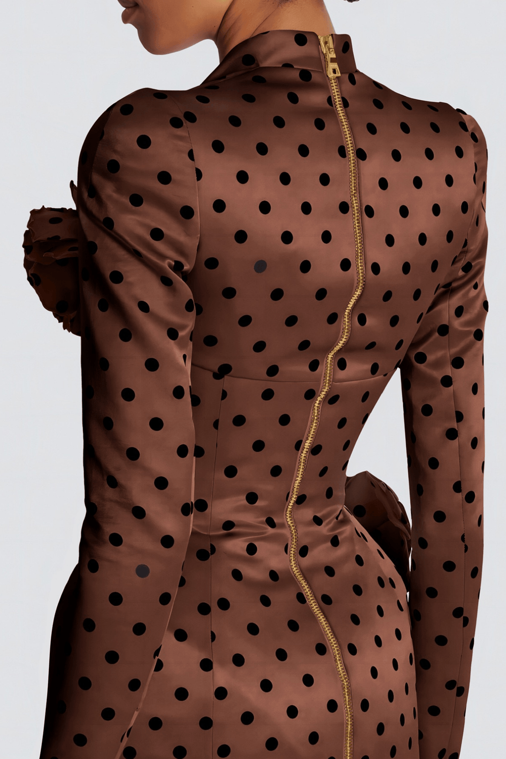Kristin Brown Polka Dot Satin Mini Dress Avalabel