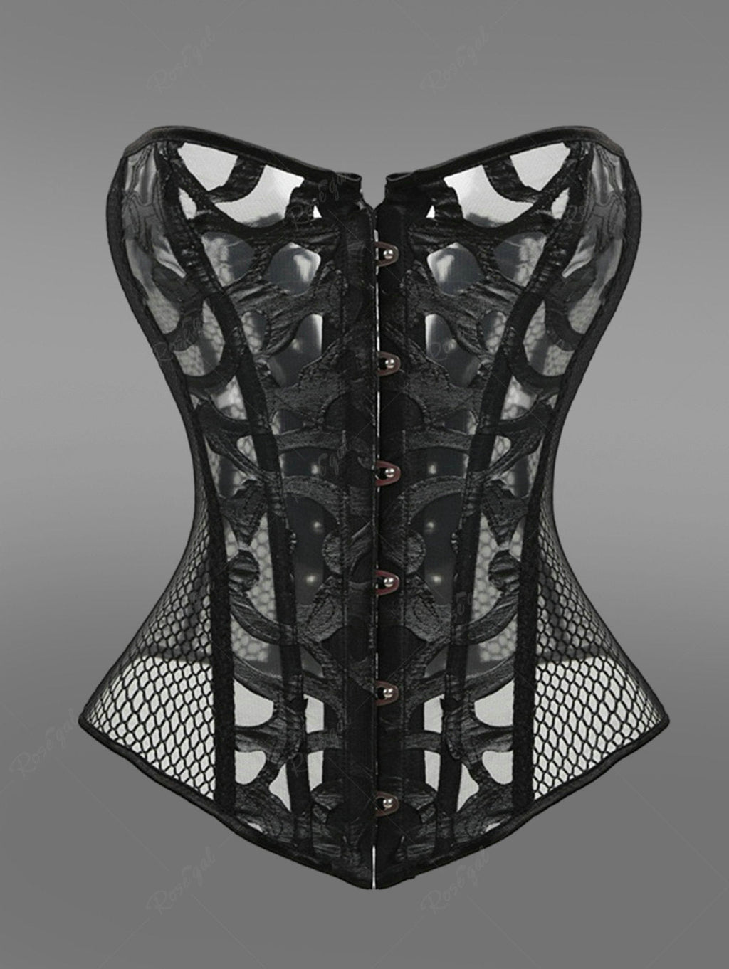 Gothic Button Fishnet Lace Up Corset Avalabel