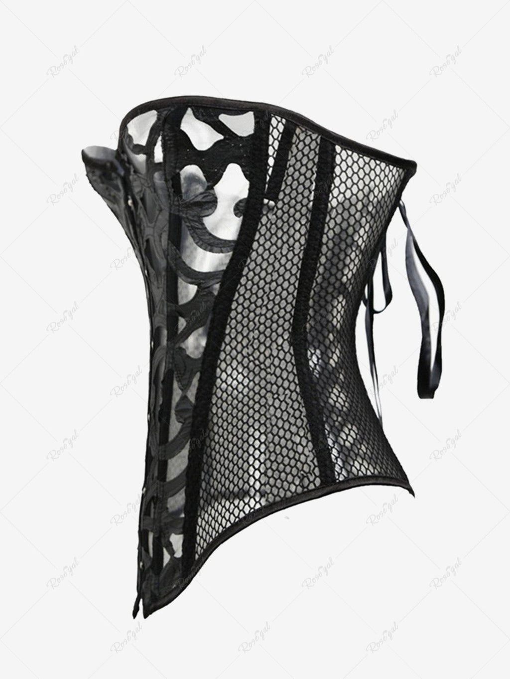 Gothic Button Fishnet Lace Up Corset Avalabel