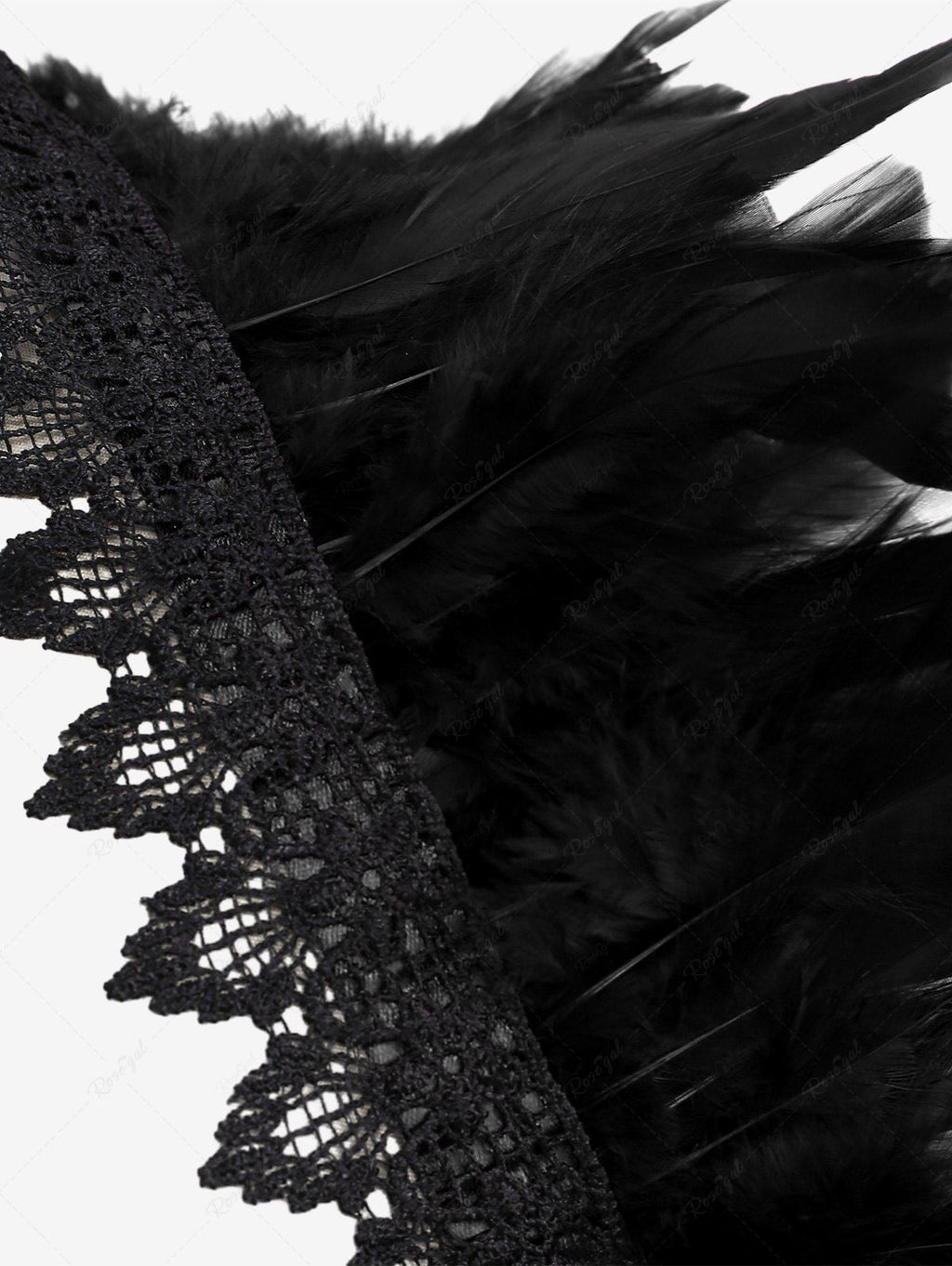 Gothic Feather Lace Crochet Lace-trim Tied Back Cape Avalabel