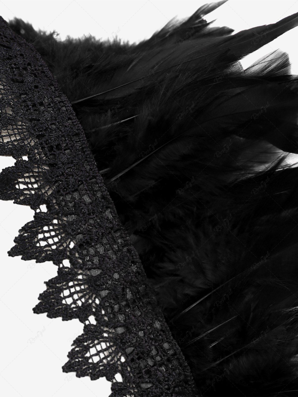 Gothic Feather Lace Crochet Lace-trim Tied Back Cape Avalabel