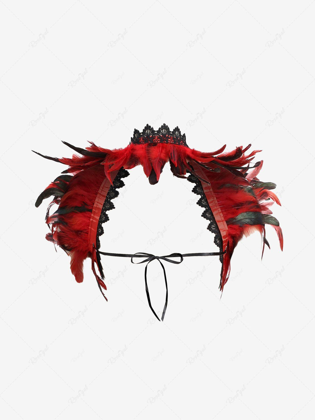 Gothic Feather Lace Crochet Lace-trim Tied Back Cape Avalabel