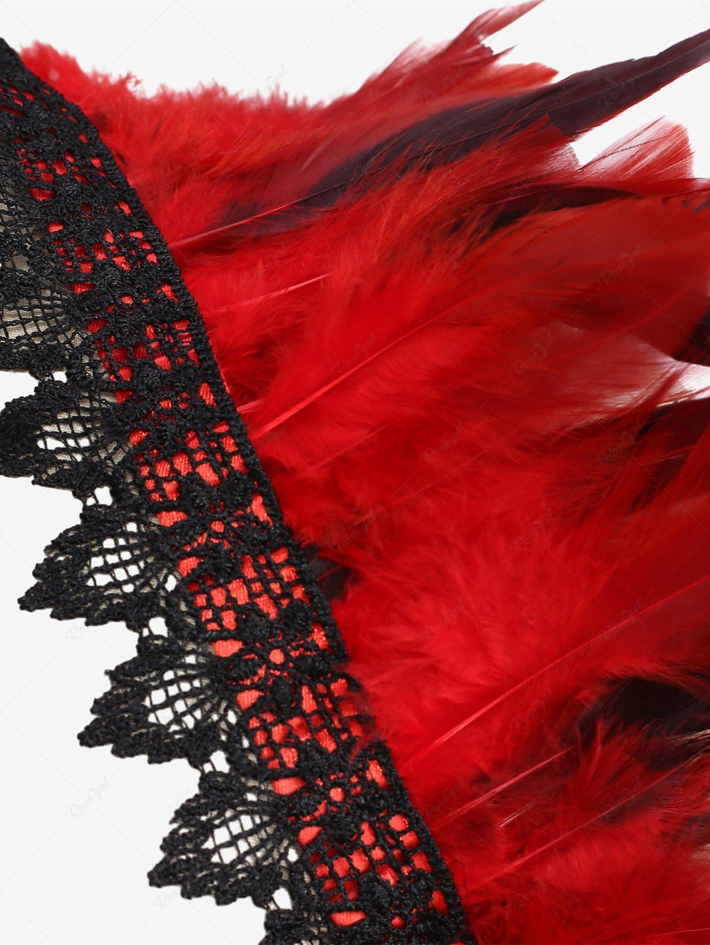 Gothic Feather Lace Crochet Lace-trim Tied Back Cape Avalabel