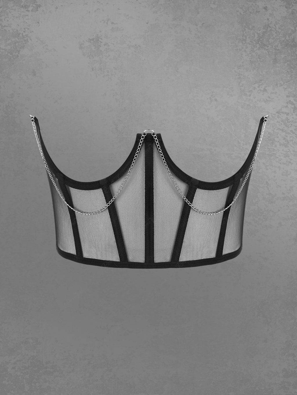 Gothic Fashion Chain Sheer Panel Lace Up Tied Underbust Corset Belt Avalabel