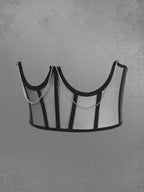 Gothic Fashion Chain Sheer Panel Lace Up Tied Underbust Corset Belt Avalabel
