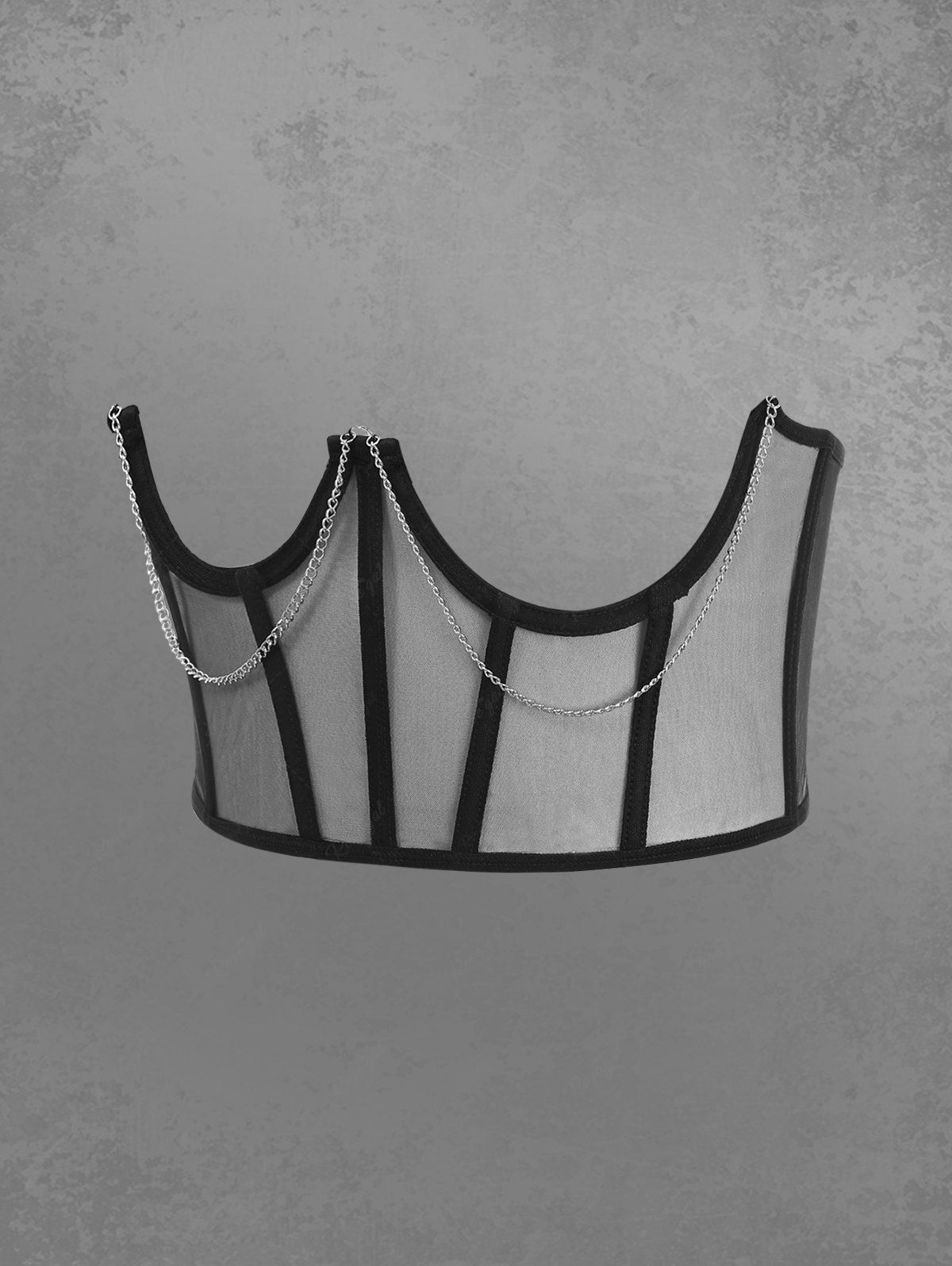 Gothic Fashion Chain Sheer Panel Lace Up Tied Underbust Corset Belt Avalabel
