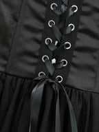 Gothic Lace Up Asymmetric Shoulder Strap Bandeau Tulip Mini Dress Avalabel