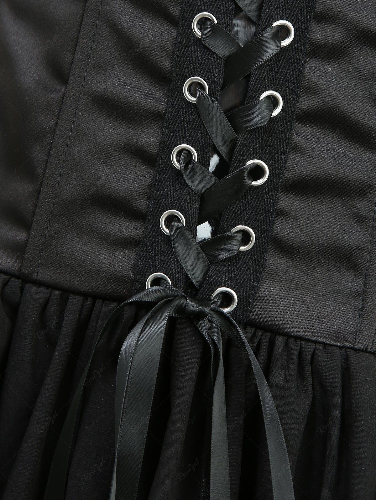 Gothic Lace Up Asymmetric Shoulder Strap Bandeau Tulip Mini Dress Avalabel