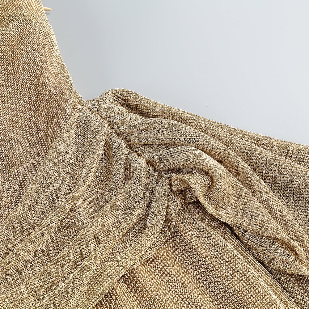 One-Shoulder Draped Bodycon Maxi Dress in Khaki Avalabel
