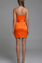 Alicia Orange Strapless Satin Corset Mini Dress Avalabel