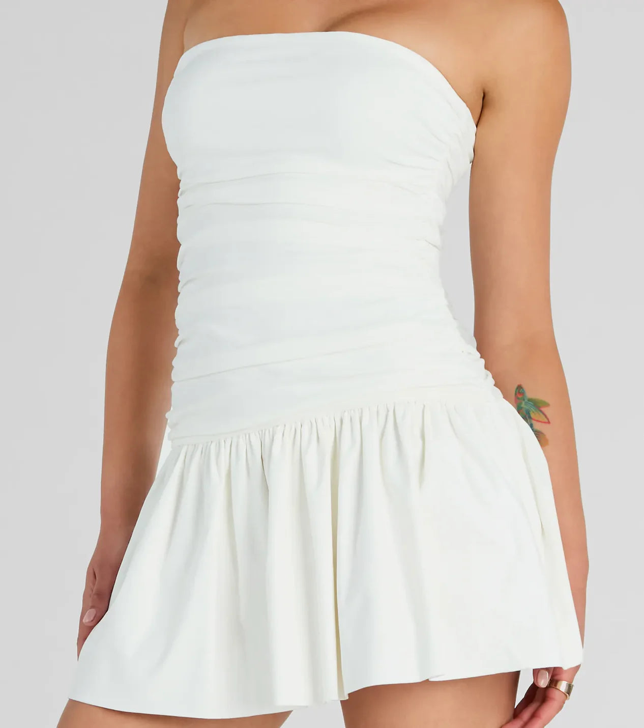 Strapless Mini Skater Dress in White Avalabel