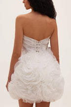 Georgia Appliquéd Organza White Mini Dress Avalabel